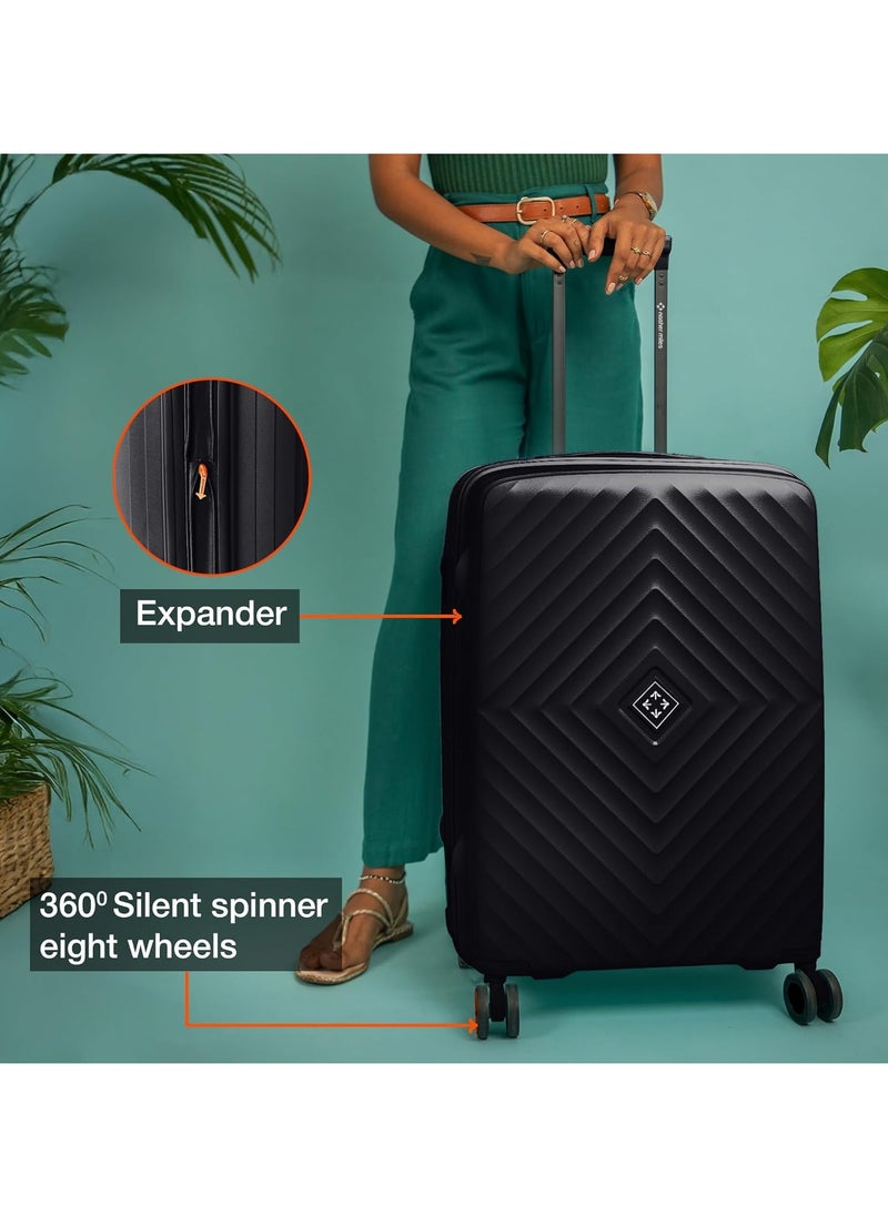 nasher miles Nasher Miles Antwerp Hard-Sided Polypropylene Luggage Set of 3 | 55cm, 65cm & 75cm | TSA Lock 8 Wheels & Expander Small, Medium & Large Trolley Bag for Travel | Suitcase (Black)  - Image 4