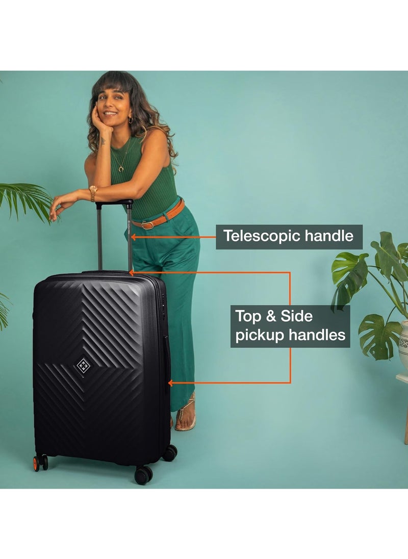 nasher miles Nasher Miles Antwerp Hard-Sided Polypropylene Luggage Set of 3 | 55cm, 65cm & 75cm | TSA Lock 8 Wheels & Expander Small, Medium & Large Trolley Bag for Travel | Suitcase (Black)  - Image 5