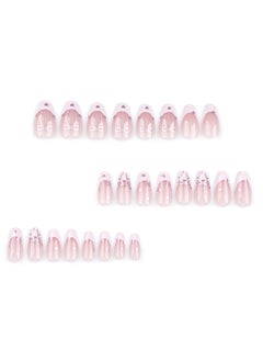 JOSQUEWNN French Tip Press on Nails,Wearing Nails, French Pink Nail Art, Bow, Love Fake Nails,Fake Acrylic Nails With Glue Kit.  - Image 5
