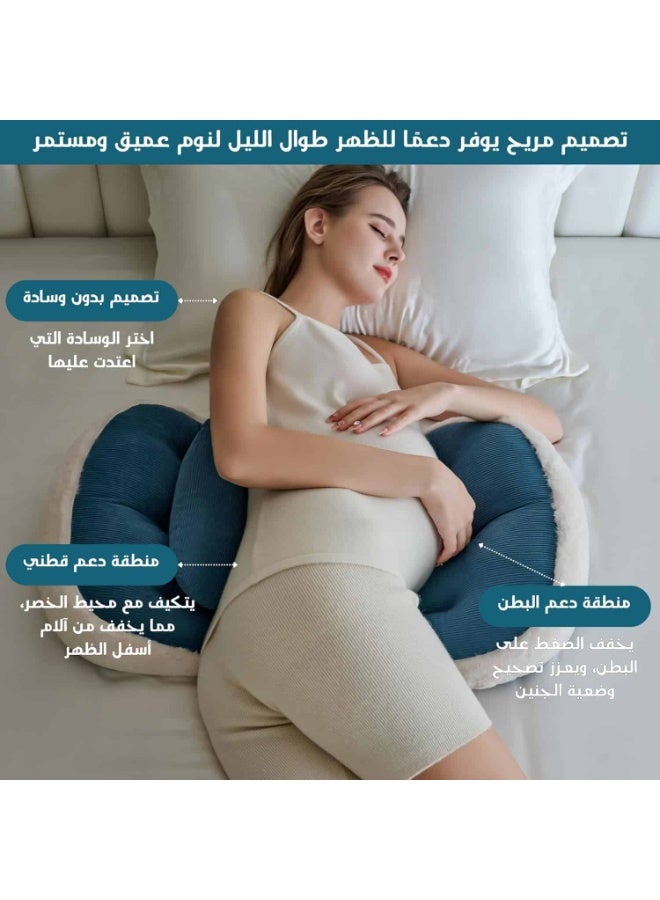 ميتوي الوسائد الحمل للنوم ، فو الفراء الفاخرة الأمومة وسادة دعم للنساء الحوامل (الأزرق) - Image 2