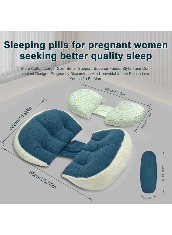 ميتوي الوسائد الحمل للنوم ، فو الفراء الفاخرة الأمومة وسادة دعم للنساء الحوامل (الأزرق) - Image 4