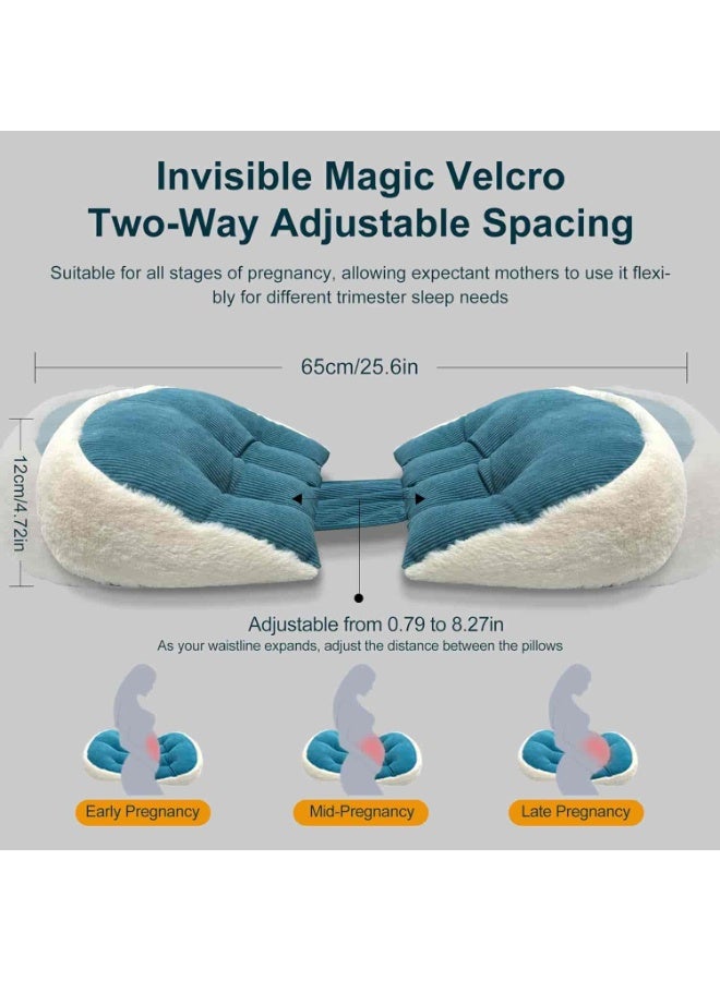 ميتوي الوسائد الحمل للنوم ، فو الفراء الفاخرة الأمومة وسادة دعم للنساء الحوامل (الأزرق) - Image 5