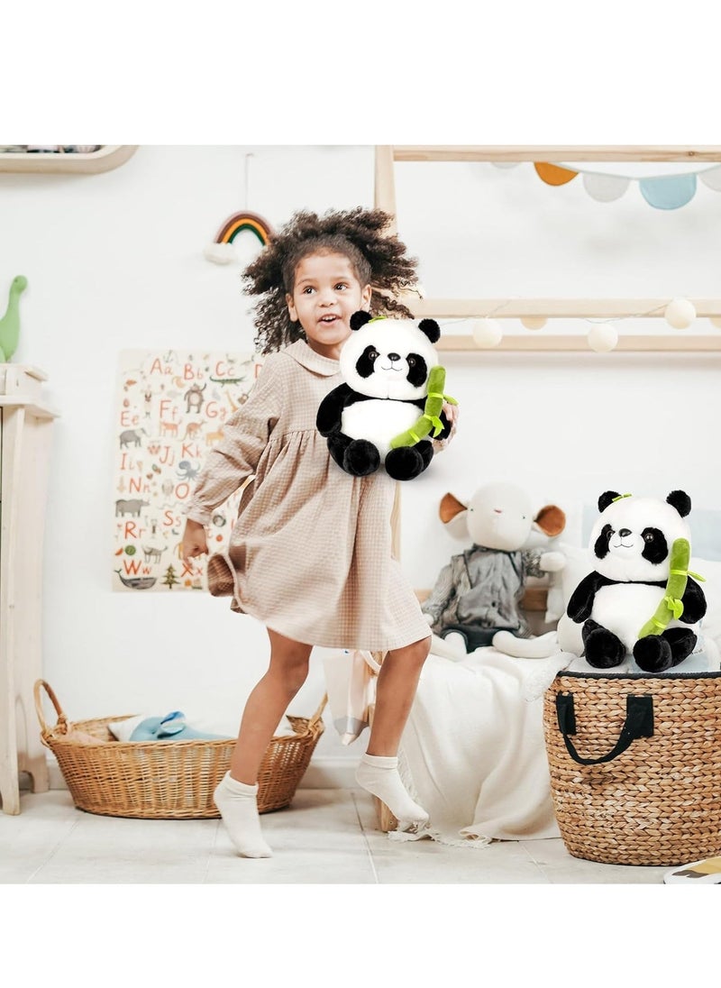 دميّة دبّ باندا محشيّة بحجم 9 إنش، ألعاب قماشية بنمط البامبو، هدايا دمى لطيفة، باللونين الأسود والأبيض - Image 5