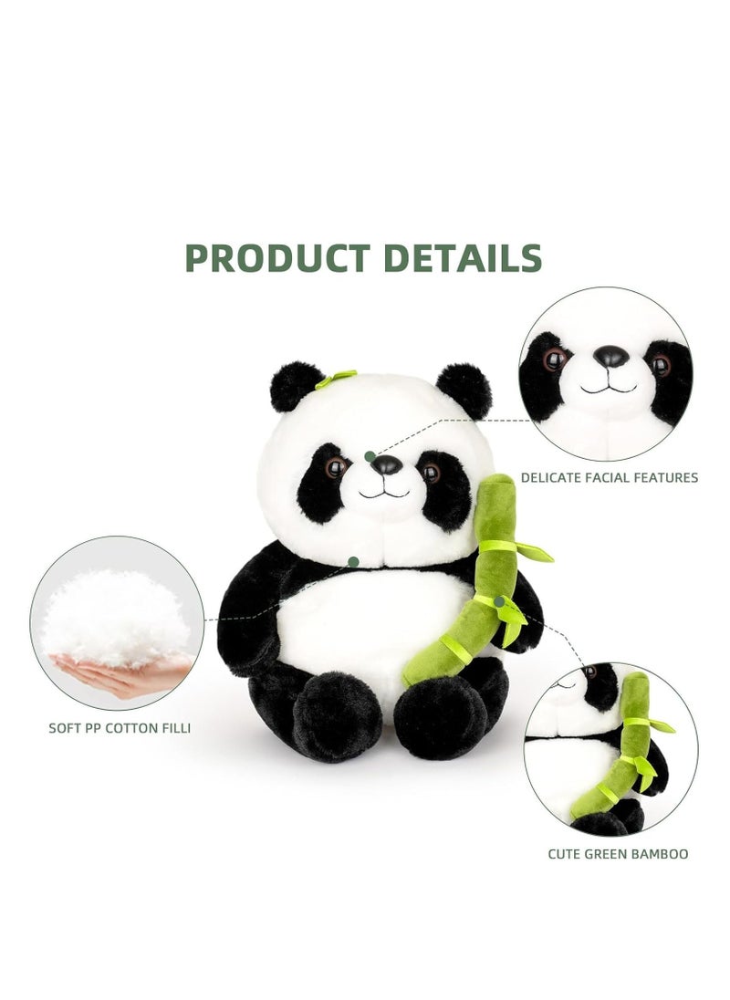 دميّة دبّ باندا محشيّة بحجم 9 إنش، ألعاب قماشية بنمط البامبو، هدايا دمى لطيفة، باللونين الأسود والأبيض - Image 4
