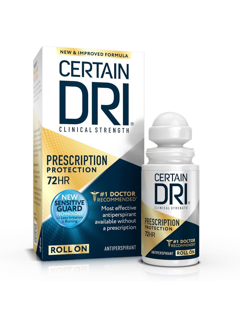 Certain Dri Clinical Strength Prescription Protection Antiperspirant Roll-On, 72 Hour Protection, 1.2 Fl Oz - Image 1