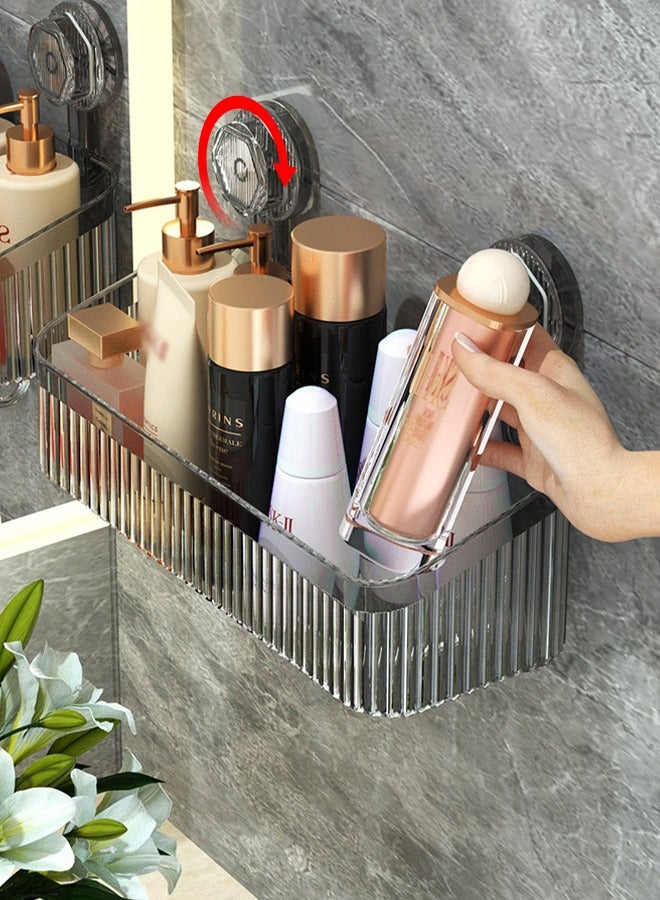 DUNISO Vacuum Shower Caddy Suction Cup, No-Drilling Removable Waterproof Bathroom Shower Organizer, Wall Mounted Shower Rack with Hooks, Removable Shower Basket for Shampoo Conditioner Razors Soap  - Image 1