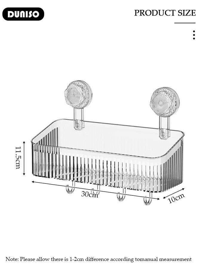 DUNISO Vacuum Shower Caddy Suction Cup, No-Drilling Removable Waterproof Bathroom Shower Organizer, Wall Mounted Shower Rack with Hooks, Removable Shower Basket for Shampoo Conditioner Razors Soap  - Image 4