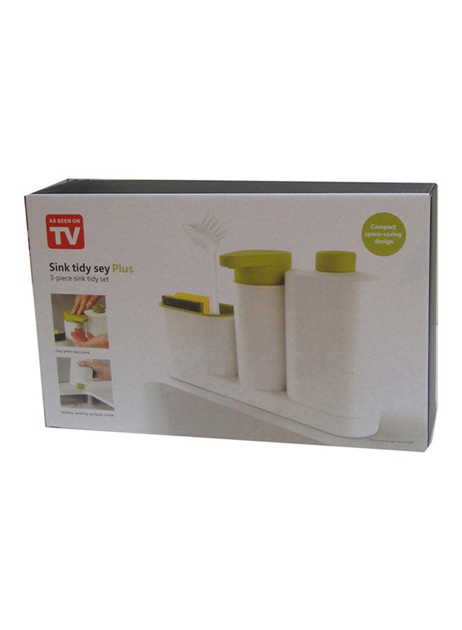 3-Piece Sink Tidy Set White/Green - Image 3