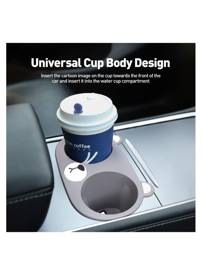 Center Console Cup Holder, fit for Tesla Model Y/3, Grey Little Bear Cup Holder Tesla Center Console Slot Slip Limiter Shockproof Stabilizer Silicone Water Cup Clip, Tesla Accessories(1 Pack) - Image 5