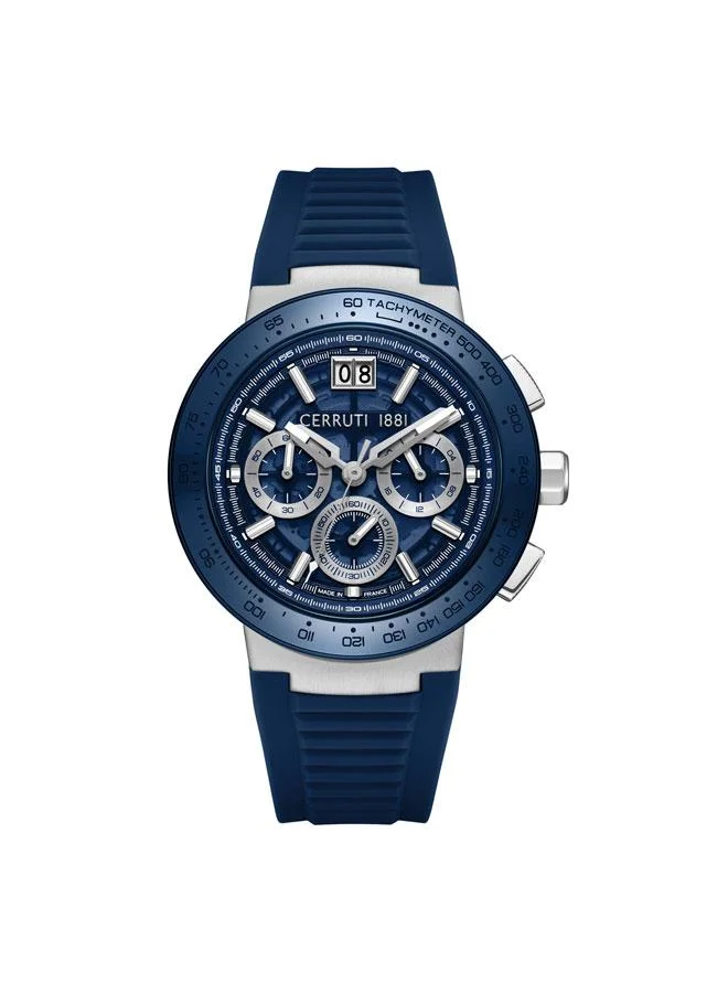 CERRUTI 1881 Filiano 42mm Blue Dial Silicone Strap Multifunction Watch For Men
