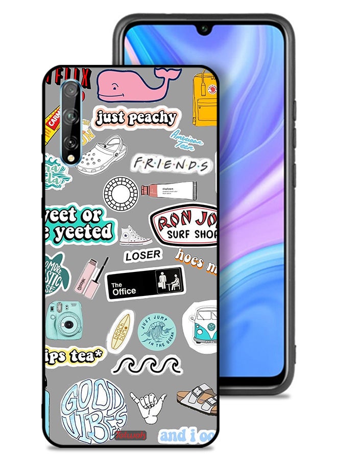Tolwak Huawei Y8p Protective Case Cover Good Vibes Stickers - Image 1