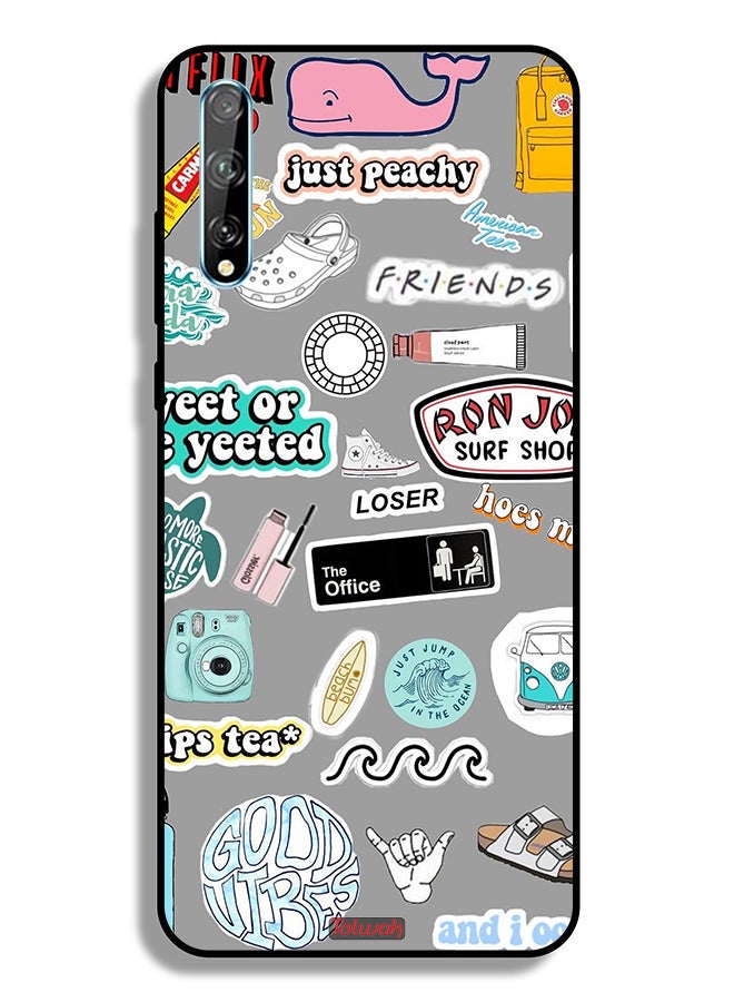 Tolwak Huawei Y8p Protective Case Cover Good Vibes Stickers - Image 2