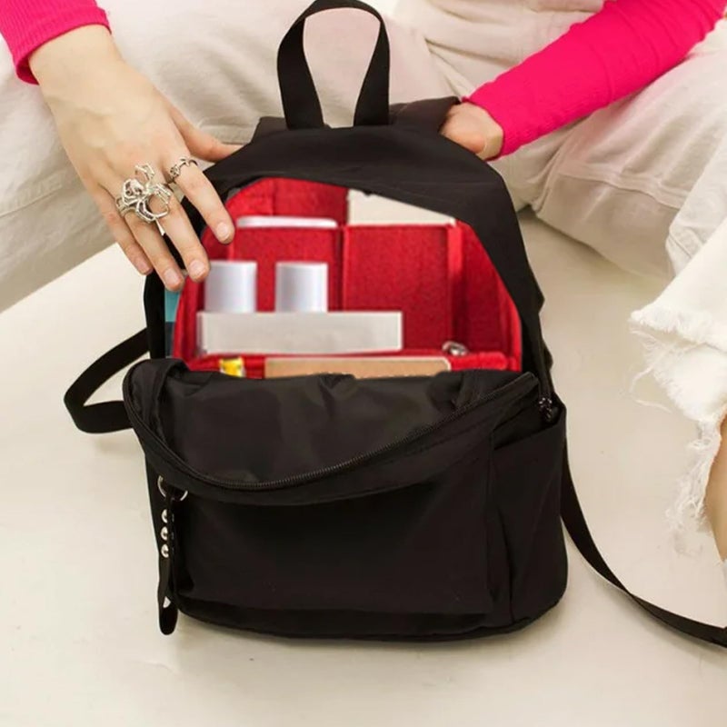 Red Backpack Organizer Insert Portable Felt Storage Bag with Multi Pockets - Image 3