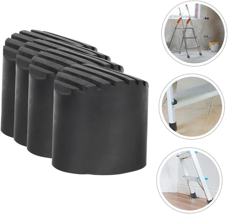 4Pcs Black Non Slip Rubber Ladder Feet Covers Heavy Duty Anti Skid Replacement Pads - Image 3