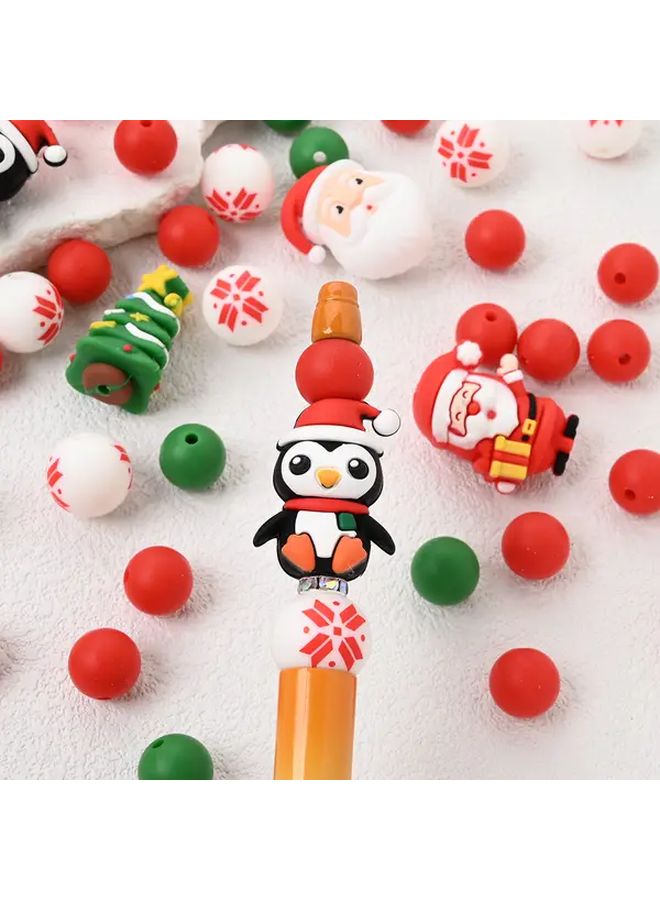 مجموعة خرز السيليكون لعيد الميلاد 26 قطعة ملون 9 أساور يدوية صناعية ميدالية مفاتيح هدية عطلات - Image 2