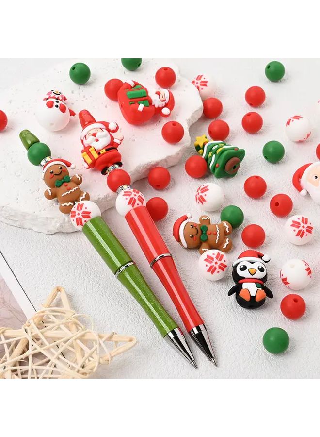 مجموعة خرز السيليكون لعيد الميلاد 26 قطعة ملون 9 أساور يدوية صناعية ميدالية مفاتيح هدية عطلات - Image 5