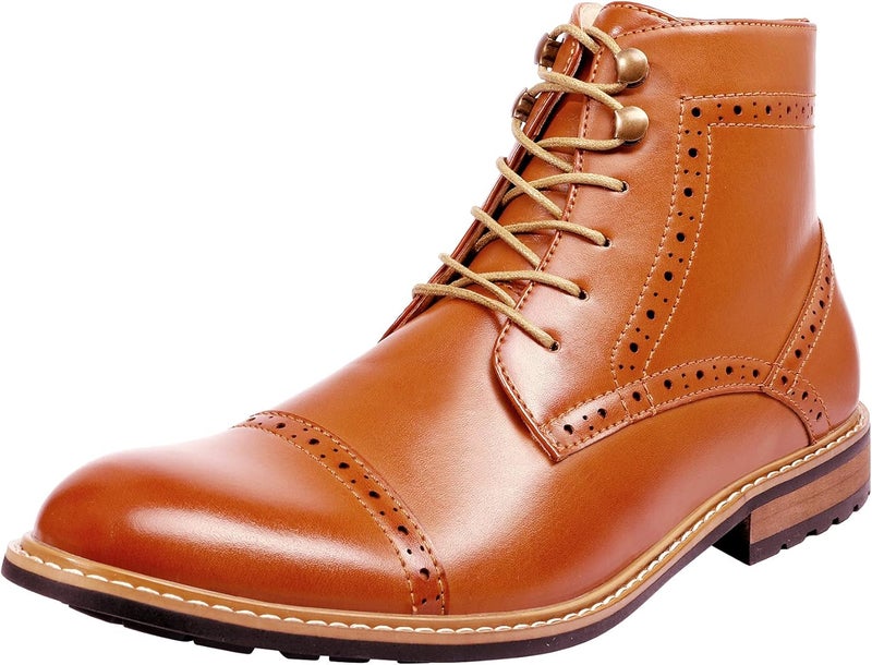 Bruno Marc Men's Dress Ankle Motorcycle Boots - Brown - Image 1