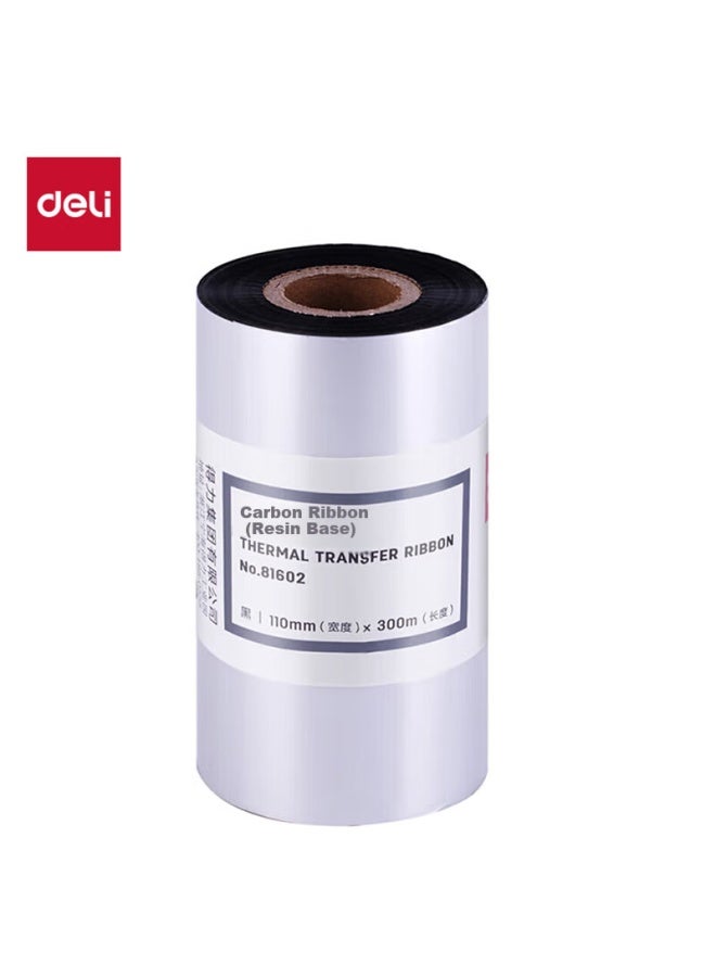ديلي Deli (deli) 110mm*300m ملصق طابعة الباركود الحرارية النقل طابعة عالمية كاملة راتنج قاعدة الكربون الشريط 81602 (حزمة واحدة) - Image 2