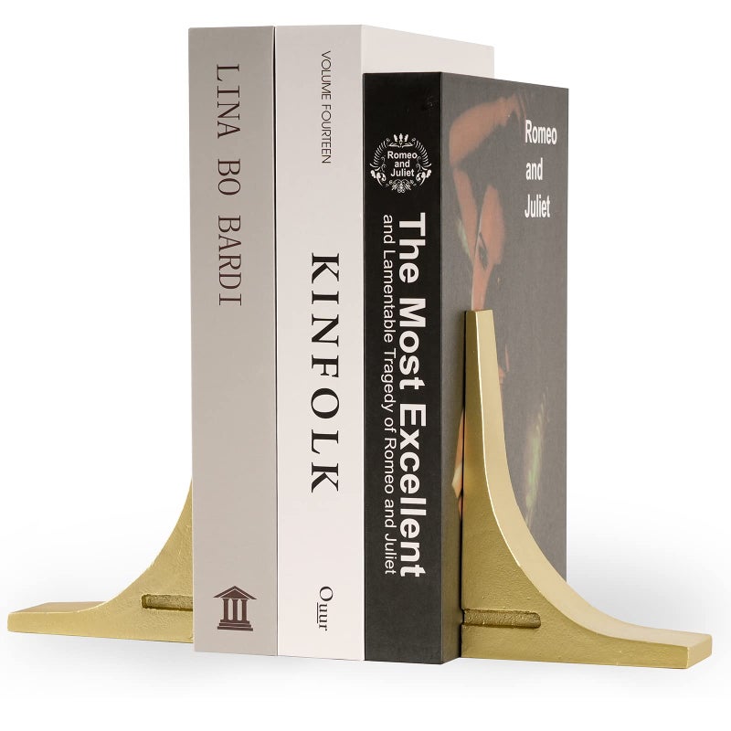 حاملات كتب من الحديد الزهر المصبوب باللون الذهبي بتصميم مثلث حاد للديكور في غرفة المعيشة والمكتب وأرفف الكتب لحمل الكتب الثقيلة