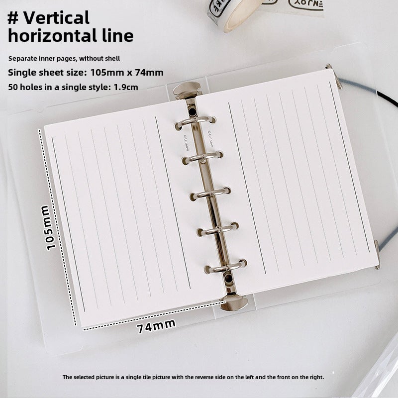 Generic Domestic Kumamoto Paper M5 A8 Grid Line Planner Refill 5-Hole Pages Vertical horizontal line 74*105mm (punched) 