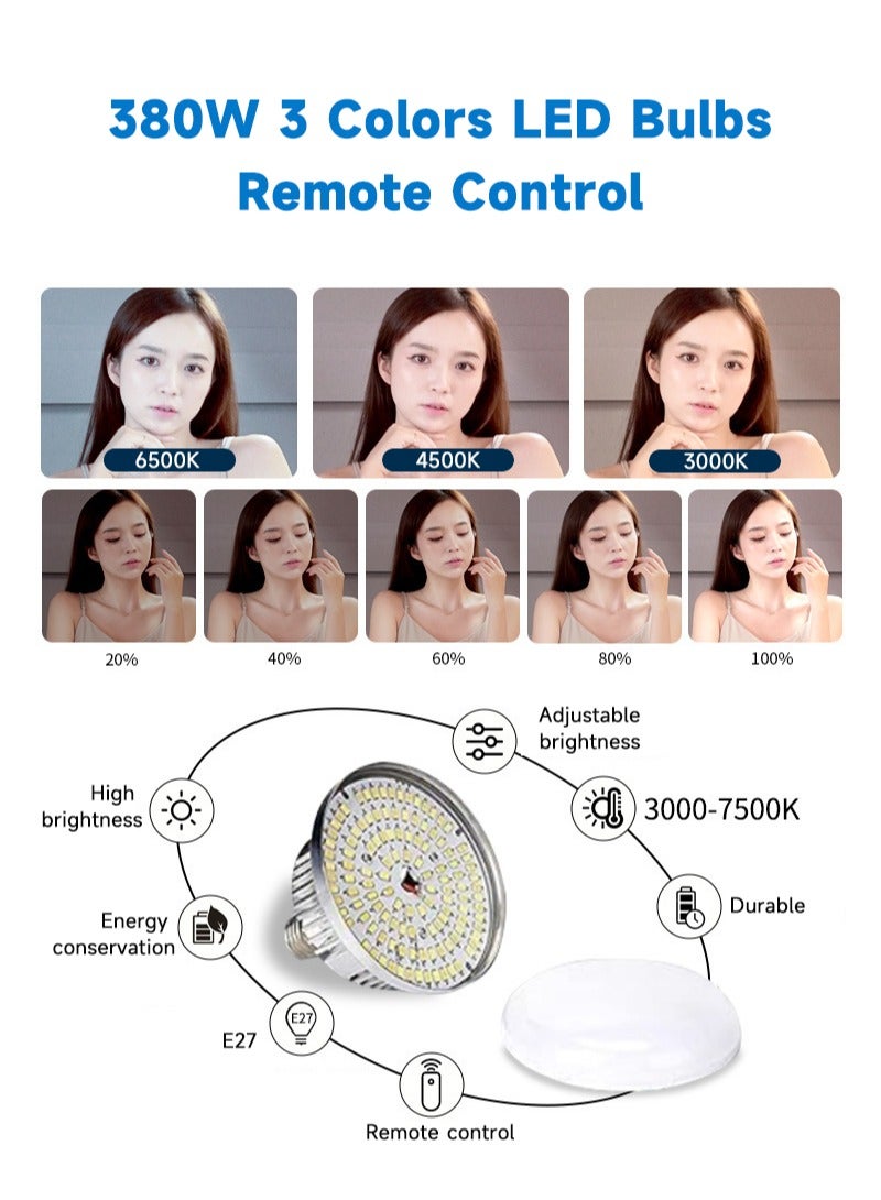 Sharpdo Photography Softbox Lighting Kit with 380W 3 Colors Remote LED Bulbs,Soft Boxes and Carry Bag for Video Recording, Portraits Shooting - Image 5