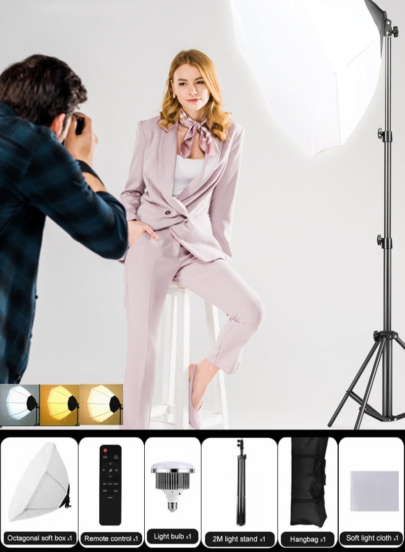 Sharpdo Photography Softbox Lighting Kit with 380W 3 Colors Remote LED Bulbs,Soft Boxes and Carry Bag for Video Recording, Portraits Shooting - Image 1