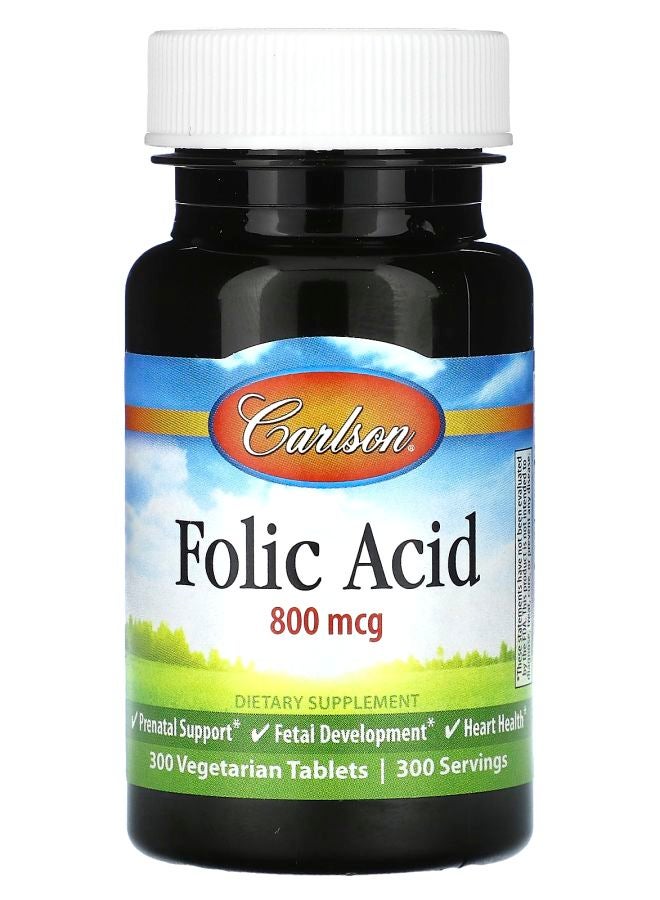 Carlson Folic Acid 800 mcg 300 Vegetarian Tablets