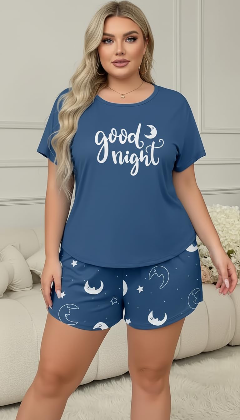 Celary Korean Women Cotton Blend Night Suit Set | Half Sleeve Printed T-Shirt & Shorts Co-Ord Set | Soft & Comfortable Sleepwear - Image 2