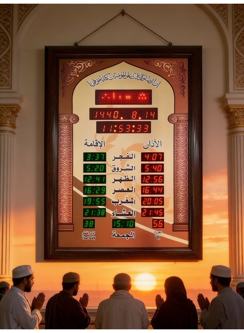 AZ7058-6 Azan Clock, LED Muslim Prayer, Athan Wall, Reading Home/Office/Mosque Digital Azan Home Decor. 58×5×70cm - Image 3