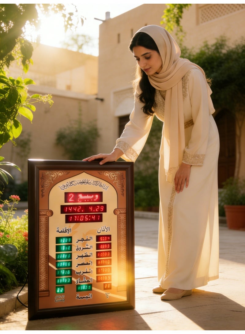 AZ7058-6 Azan Clock, LED Muslim Prayer, Athan Wall, Reading Home/Office/Mosque Digital Azan Home Decor. 58×5×70cm - Image 4