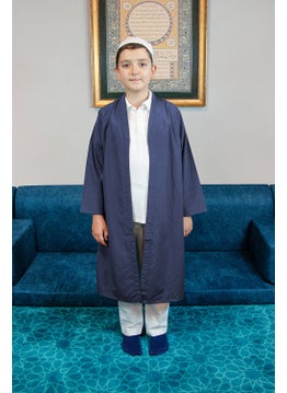 İhvan Online Ihvan Online Navy Blue Bukhara Collar Prayer Dress Boy's Robe  - Image 1