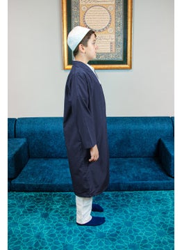 İhvan Online Ihvan Online Navy Blue Bukhara Collar Prayer Dress Boy's Robe  - Image 2