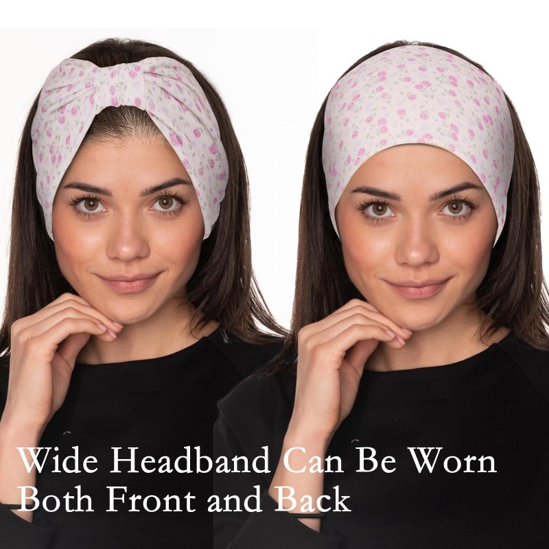 Cobahom 6Pcs Wide Headbands for Women Non Slip Soft Fabric Hair Wrap Boho Head Bands Elastic Sport Hair Bands for Workout Yoga Running (Sweet Flower) - Image 5