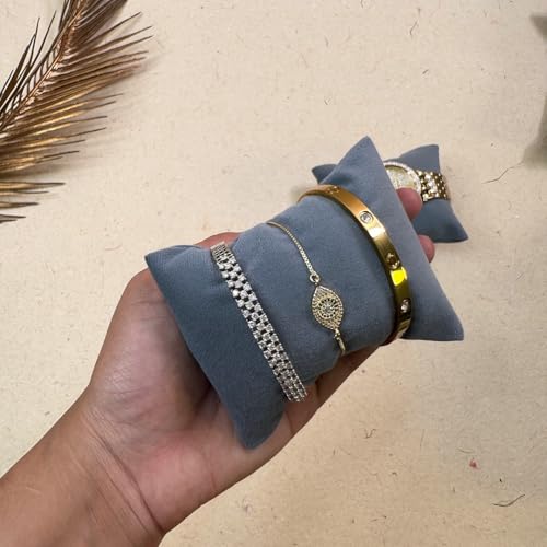 La Trove Watch and Bracelet Organizer Pillow Set, Drawer Display for Bangle Jewelry Storage Holder, Showcase & Wardrobe Organizer, Pack of 2, Grey - Image 2