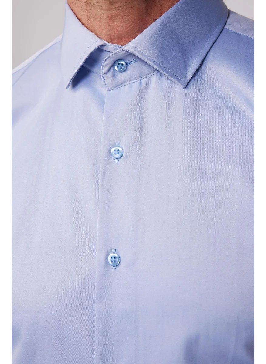 Tudors Slim Fit Cotton Plain Indigo Men's Shirt