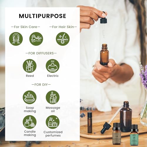 yethious Sandalwood Vetiver Essential Oil Set 100% Pure Organic Undiluted Aromatherapy Oils for Diffuser, Skin, Hair, Perfume, Soap, Candle Making 2 x 10ML - Image 4