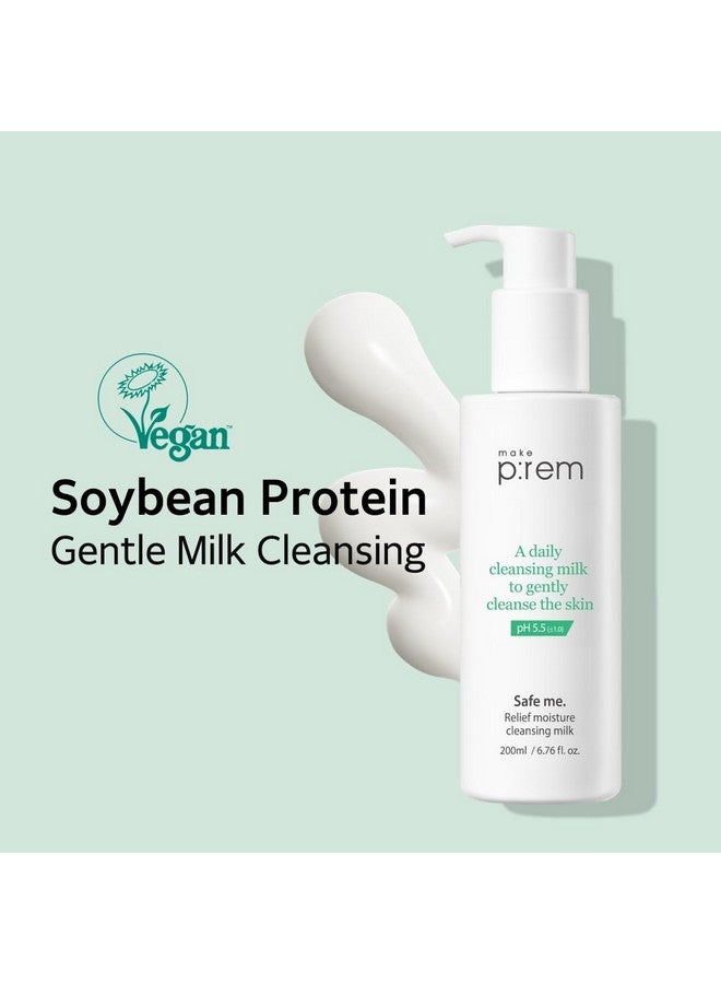 MAKEP:REM Makeprem Safe Me Relief Moisture Cleansing Milk 6.76 Fl Oz Sub-Acid Ph 5.5 Mild Makeup Remover Gentle Milk Cleanser Dry Sensitive Acne-Prone Skin Moisturizing Age Defying No Chemicals Non-Irritating - Image 2