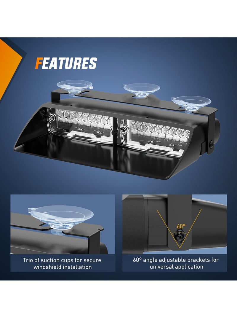 SYOSI - LED Emergency Strobe Lights with Suction Cups, Super Bright Windshield Hazard Warning Safety Flash Lights for Police, Firefighters, and Emergency Vehicles - Image 1