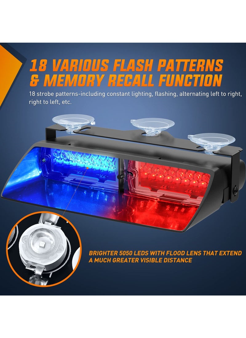 SYOSI - LED Emergency Strobe Lights with Suction Cups, Super Bright Windshield Hazard Warning Safety Flash Lights for Police, Firefighters, and Emergency Vehicles - Image 1