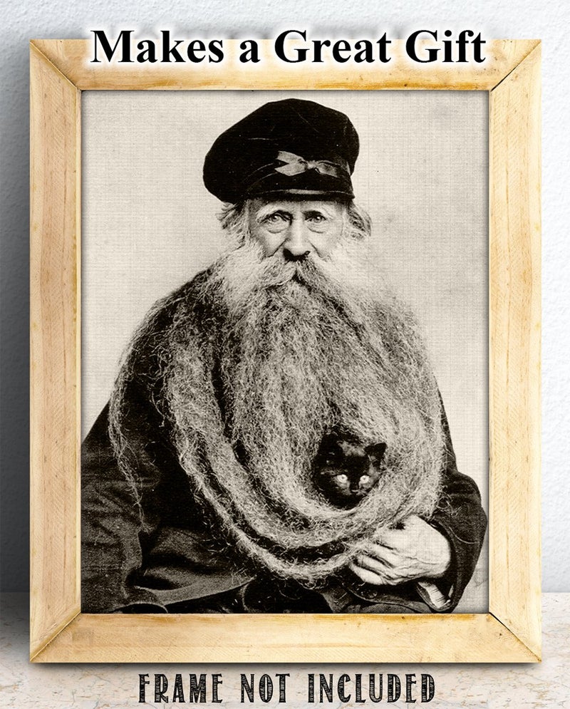 Lone Star Art Quirky Kitten Hiding in Old Mans Giant Beard Bizarre Strange Weird Vintage Photo - 11x14 Unframed Print - Perfect Vintage Home Decor Under $15 - Image 4