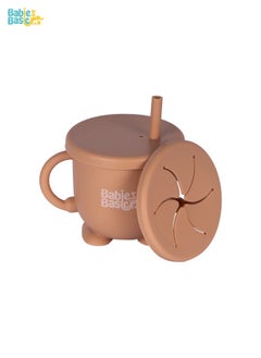 Babies Basic Multi Purpose 2 In 1 Silicone Cup With Interchangable Straw And Snack Lid  - Image 1