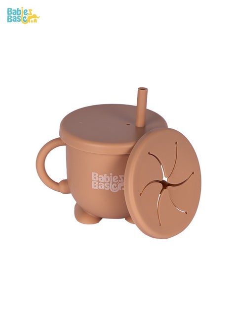 Multi Purpose 2 In 1 Silicone Cup With Interchangable Straw And Snack Lid
