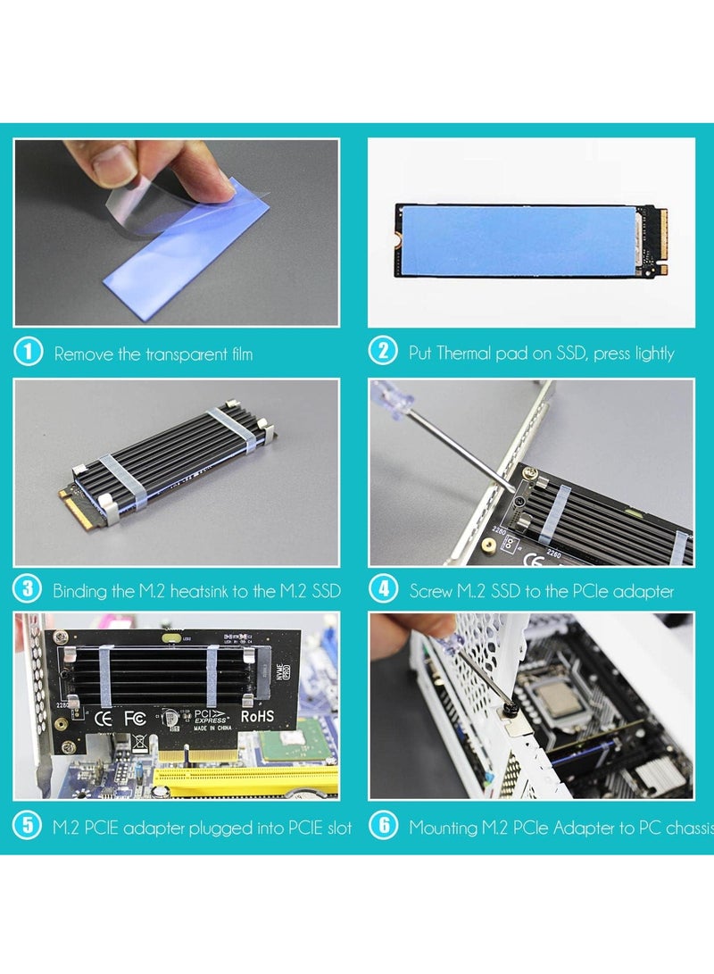 M.2 PCIe NVMe 4.0/3.0 Adapter with 0.12" Thick M.2 Heatsink for M.2 PCI SSD (NVMe and AHCI), PCIE 3.0X 4 Full Speed, Desktop Mount (PA09-HS) - Image 5