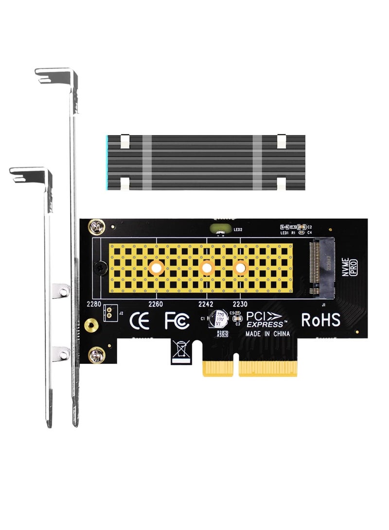 M.2 PCIe NVMe 4.0/3.0 Adapter with 0.12" Thick M.2 Heatsink for M.2 PCI SSD (NVMe and AHCI), PCIE 3.0X 4 Full Speed, Desktop Mount (PA09-HS) - Image 1