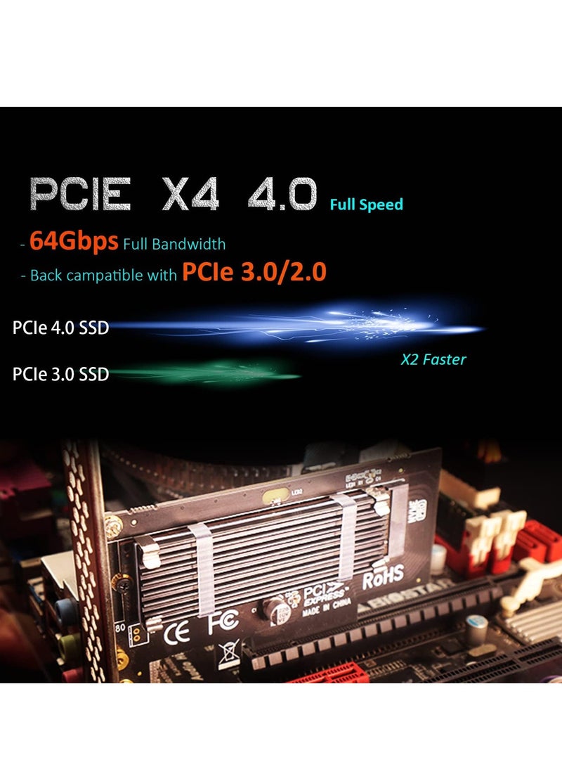 M.2 PCIe NVMe 4.0/3.0 Adapter with 0.12" Thick M.2 Heatsink for M.2 PCI SSD (NVMe and AHCI), PCIE 3.0X 4 Full Speed, Desktop Mount (PA09-HS) - Image 2