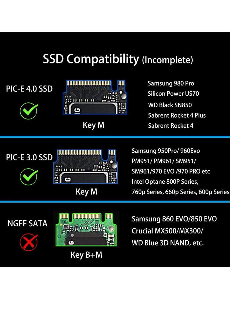 M.2 PCIe NVMe 4.0/3.0 Adapter with 0.12" Thick M.2 Heatsink for M.2 PCI SSD (NVMe and AHCI), PCIE 3.0X 4 Full Speed, Desktop Mount (PA09-HS) - Image 3
