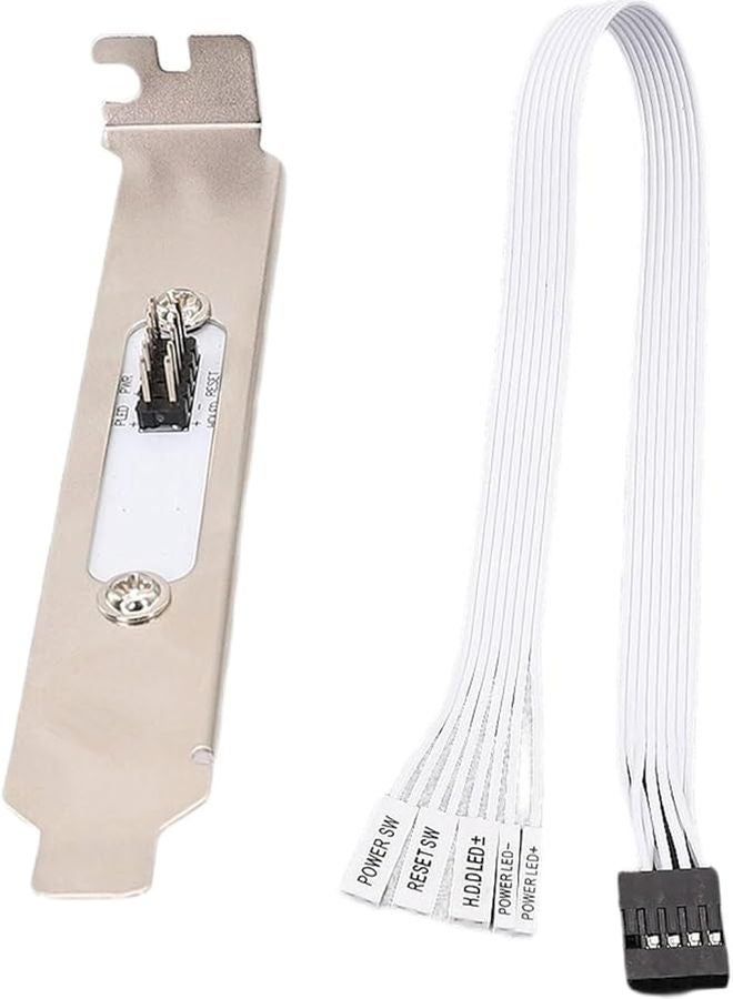 White PC External Power Switch Extension Cord Metal Mounting Bracket for Case Modifications - Image 2