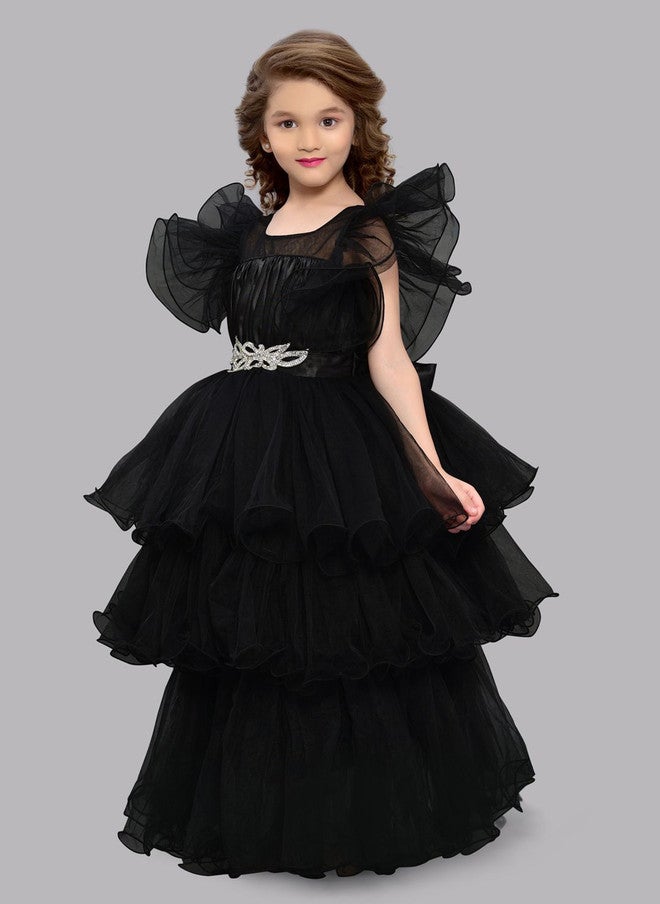 PinkChick فستان ماكسي أسود متعدد الطبقات للفتيات - Image 4