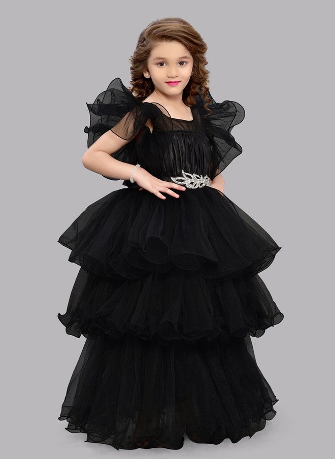 PinkChick فستان ماكسي أسود متعدد الطبقات للفتيات - Image 3
