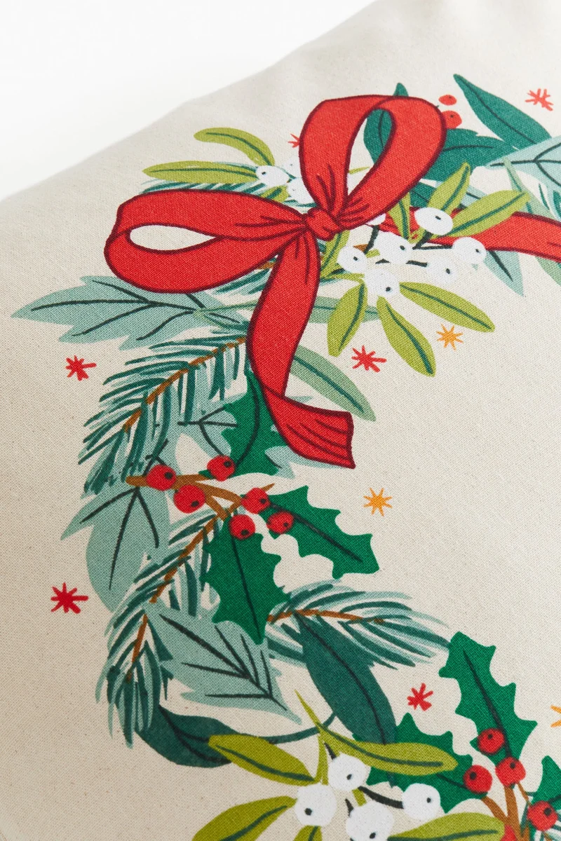 اتش اند ام غطاء وسادة مطبوع من القطن